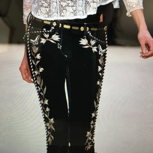 Isabel Marant Western Embroidered Floral Button Cuff Runway Jeans - Picture 2 of 9